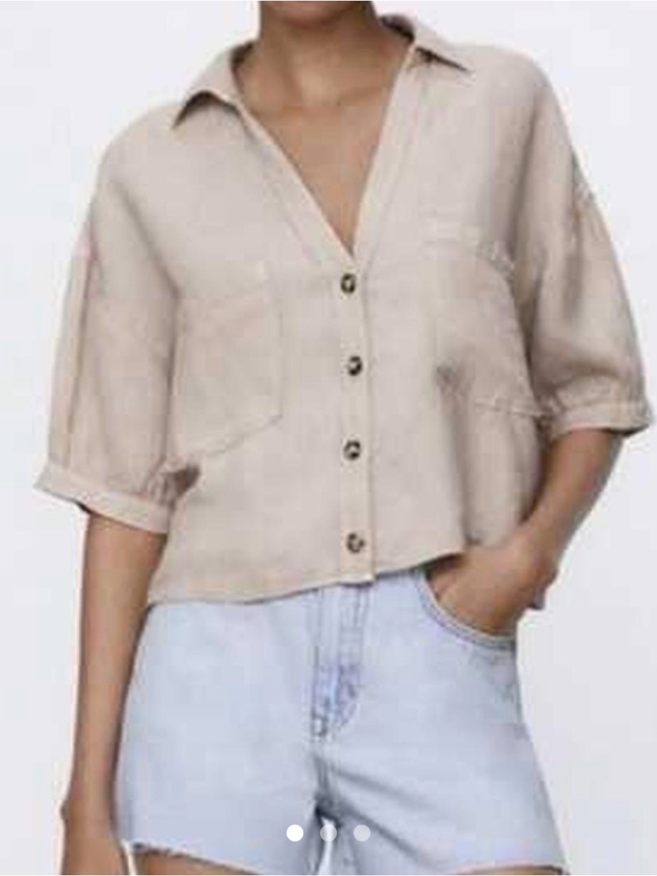 Zara Cropped Linen Top